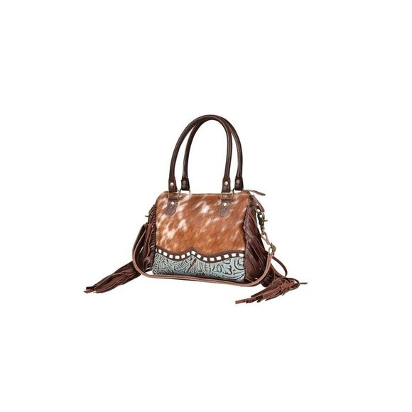 Myra Bag  Upcycled Canvas & Cowhide Concealed Carry Leather  Bag - Picture 2 of 6